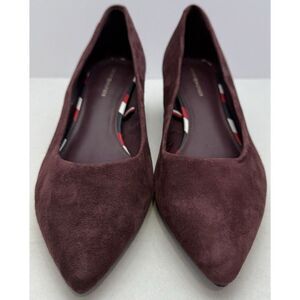 Tommy Hilfiger Merlot Suede‎ Block Heel Silver Studded Sz 9.5 Classy